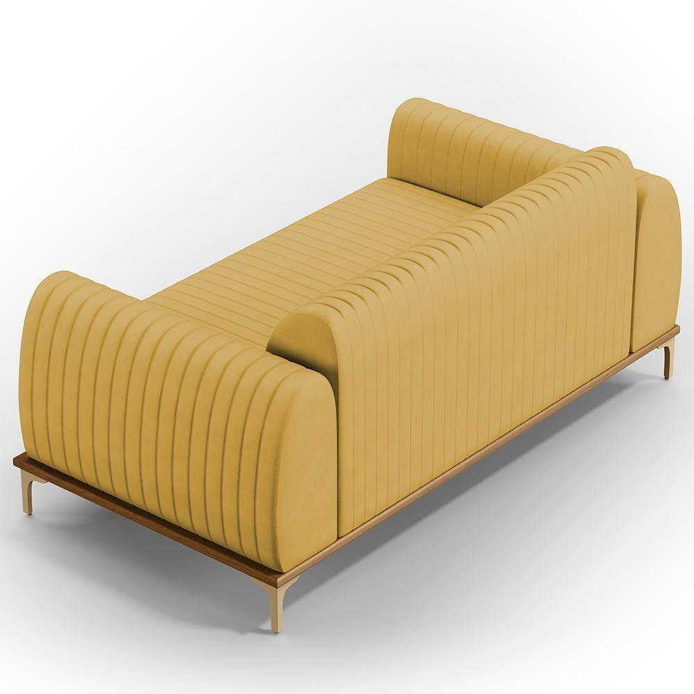 Sofá 2 Lugares Molino 150 Cm Pés D'ouro Mostarda C-260 - 2