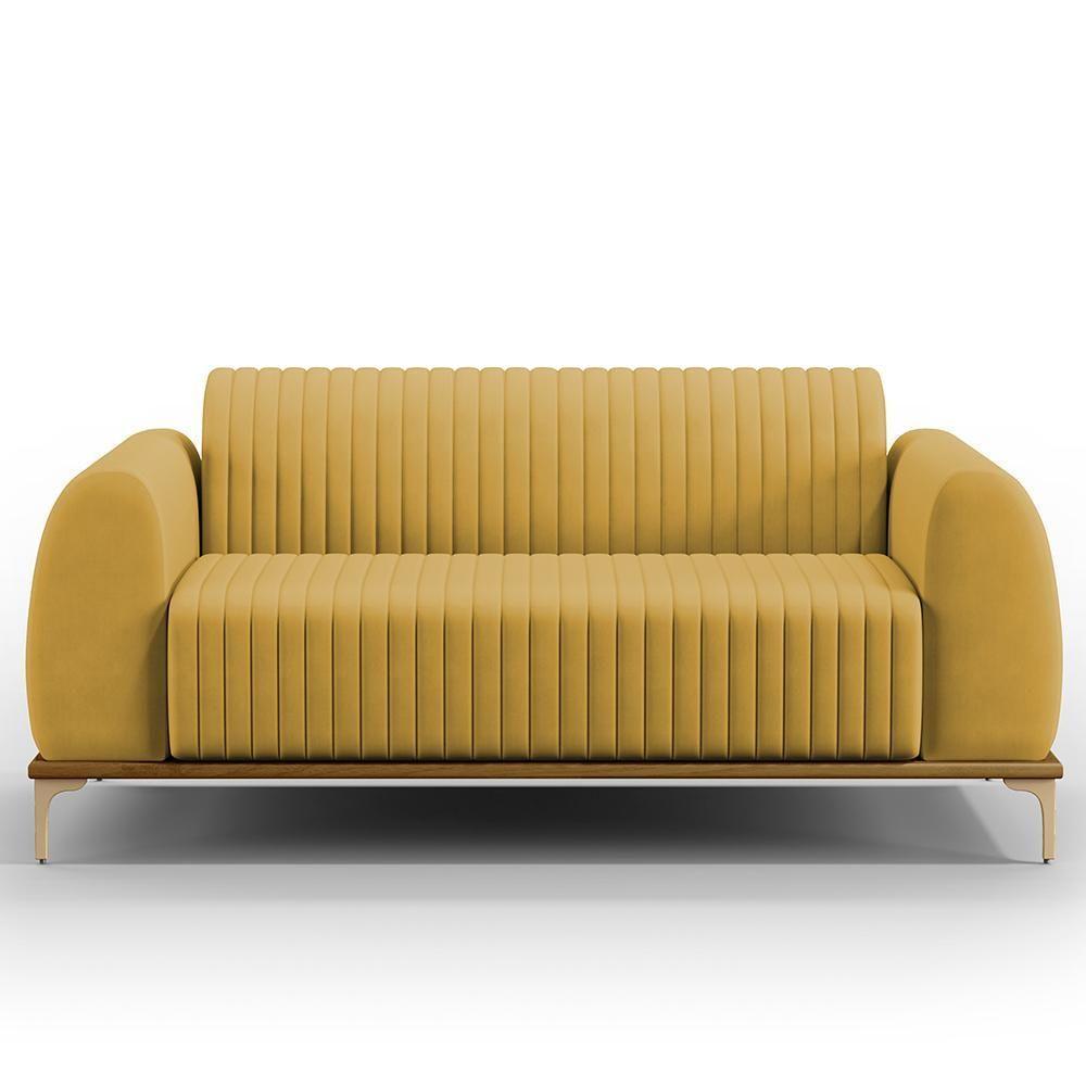 Sofá 2 Lugares Molino 150 Cm Pés D'ouro Mostarda C-260 - 6