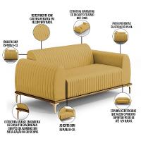 Sofá 2 Lugares Molino 150 Cm Pés D'ouro Mostarda C-260 - 5