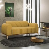 Sofá 2 Lugares Molino 150 Cm Pés D'ouro Mostarda C-260 - 7