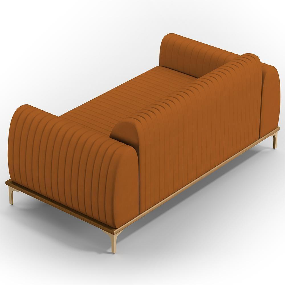 Sofá 2 Lugares Molino 150 Cm Pés D'ouro Veludo Telha C-262 - 2