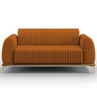 Sofá 2 Lugares Molino 150 Cm Pés D'ouro Veludo Telha C-262 - 9