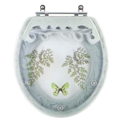 Assento Sanitário Oval Poliéster Decorado Borboleta Verde Claro Pontto Lavabo 40CM