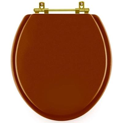 Assento Sanitário Convencional Universal Oval Resina Plástica Parafusado Ferragem Dourada Caramelo