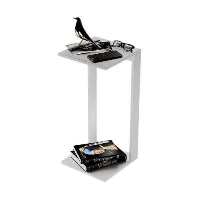 Mesa de Cabeceira Santorini MDP Moderno Branco Mercado das Prateleiras 30CM
