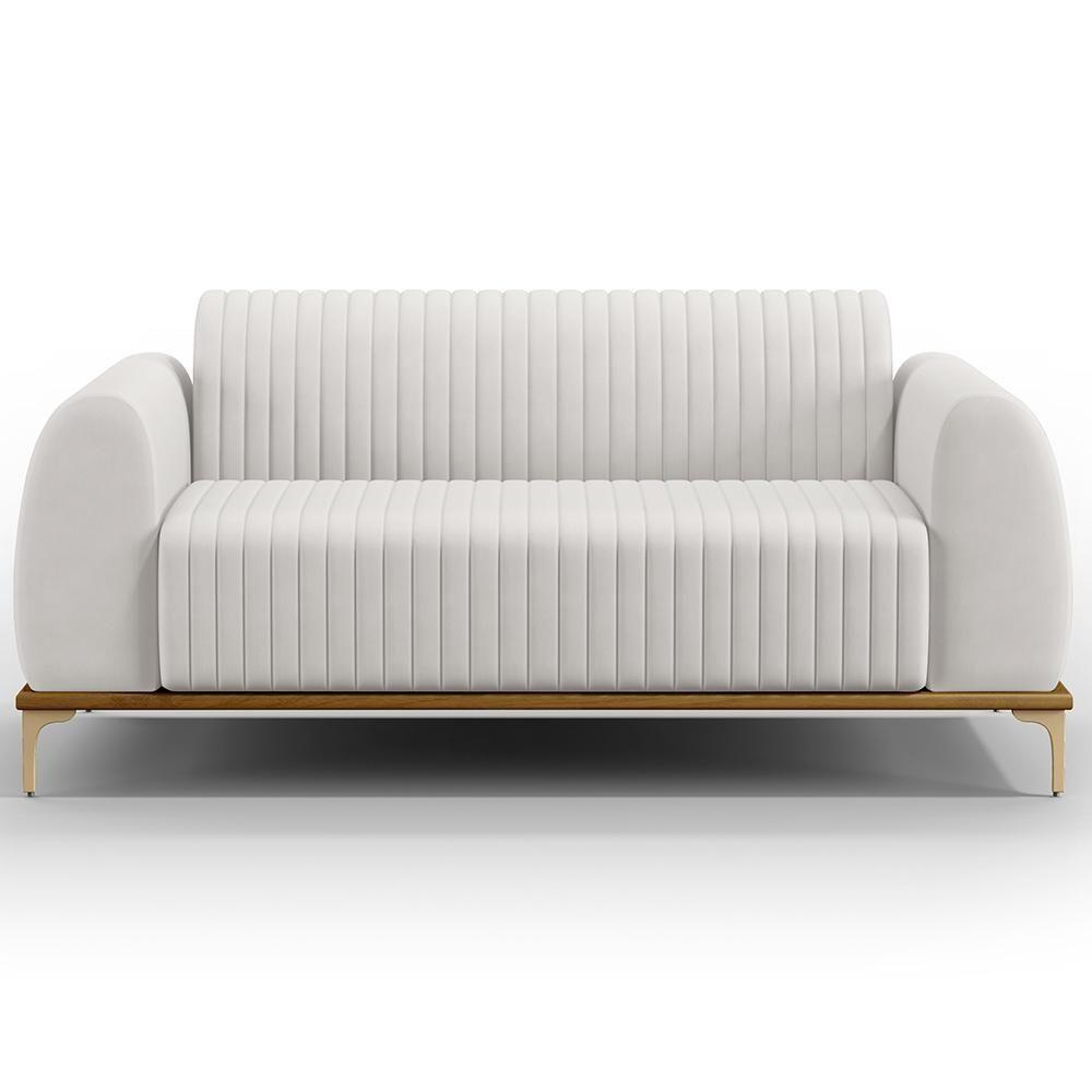 Sofá 2 Lugares Molino 150 Cm Pés D'ouro Corano Branco C-12 - 7