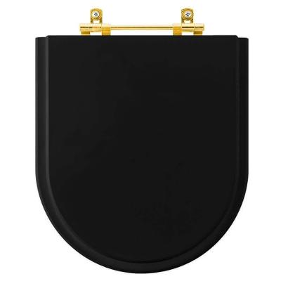 Assento Sanitário Riviera Alongado Resina Plástica Parafusado Preto Pontto Lavabo 40CM