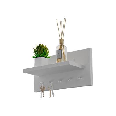 Porta Chaves Minimalista Organizador com 5 Pinheiros Metálicos Branco 30CM Mercado das Prateleiras