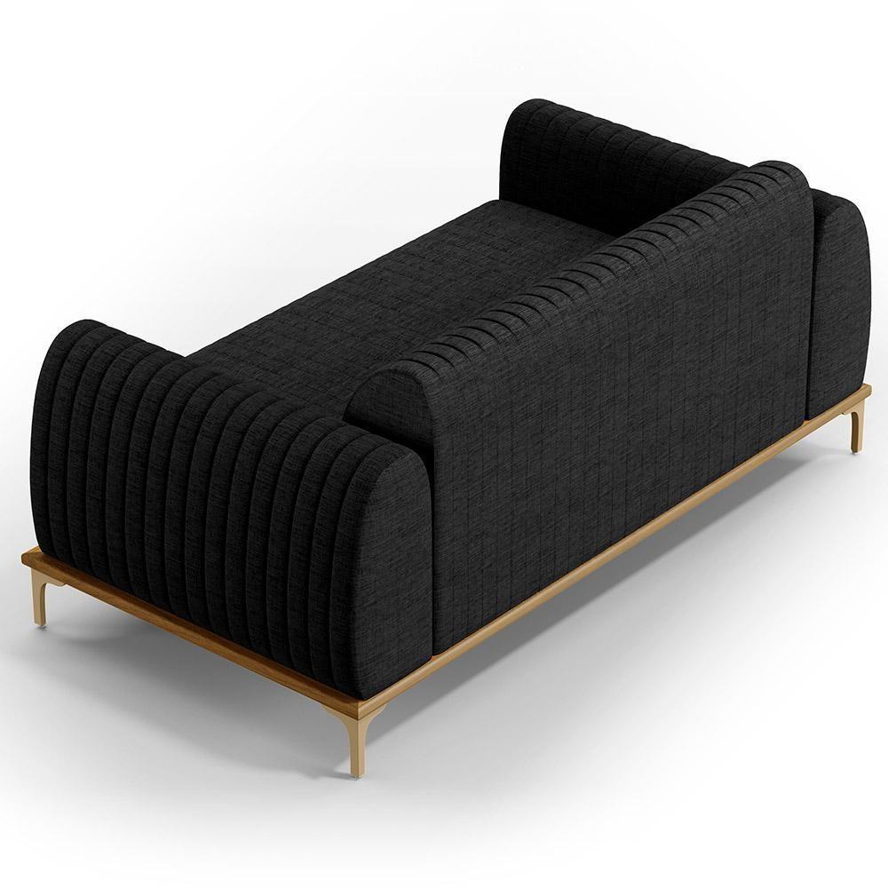 Sofá 2 Lugares Molino 150 Cm Pés D'ouro Chumbo D-465 - 2