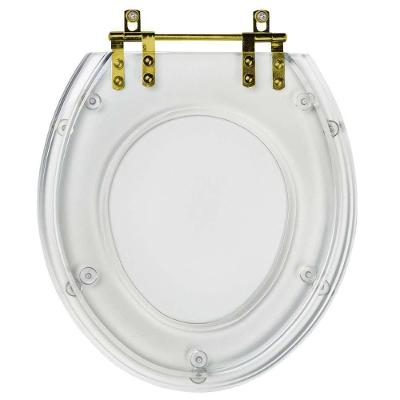 Assento Sanitário Universal Oval Resina Plástica com Ferragem Dourada Transparente Pontto Lavabo