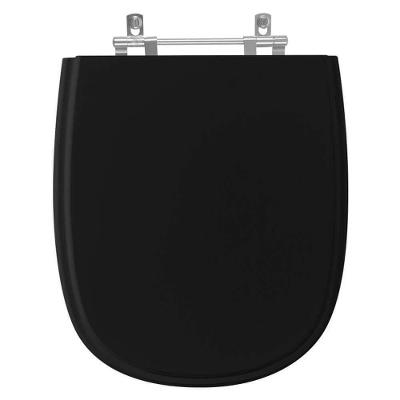Assento Sanitário Donna Alongado MDF Fechamento Convencional Alumínio Anodizado Preto Pontto Lavabo