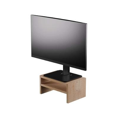 Suporte para Monitor Madeira Carvalho com Nicho Organização Conforto Bege Mercado das Prateleiras