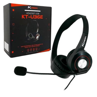Headset Corporativo Ktrok KT-U36E com Cancelador de Ruído e Driver 40mm e USB e Preto