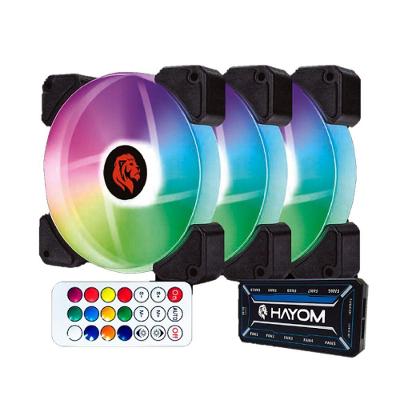 Kit Cooler Fan Hayom FC1306 RGB 3x 120mm Silencioso Preto 120CM 1100 RPM