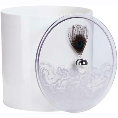 Lixeira Decorada 6,2L Plástico Branco com Pena de Pavão Pontto Lavabo 20CM
