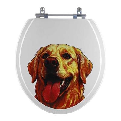 Assento Sanitário Golden Retriever Contemporary Alongado Polipropileno Decorado Branco Pontto Lavabo