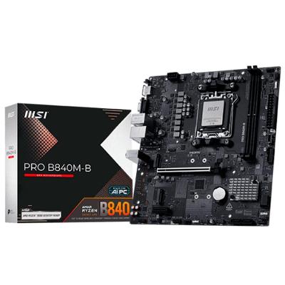 Placa Mãe MSI PRO B840M-B Socket AM5, DDR5, 128GB e HDMI 2.1, LAN 2.5G e Preto 24CM