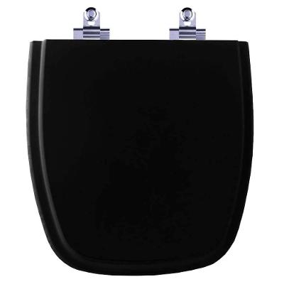 Assento Sanitário Fit Alongado Polipropileno Parafusado Fechamento Suave Laqueado Preto Pontto