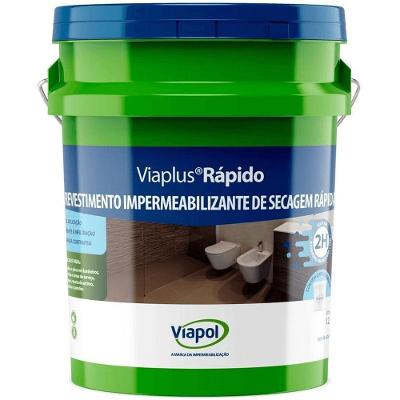 Revestimento Impermeabilizante Viaplus Secagem Rápida Alta Pressão Hidrostática Cinza Viapol 12.5KG