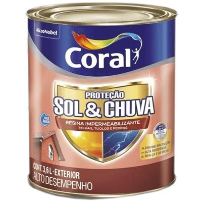 Resina Impermeabilizante 5701892 Proteção Sol e Chuva Alta Resistência 3,6L Coral