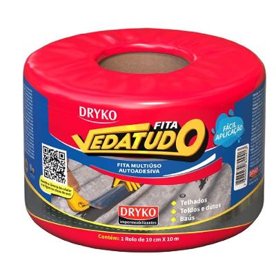 Fita de Manta Asfáltica FVD10 Autoadesiva Aluminizada Prata Dryko 10CM 10M