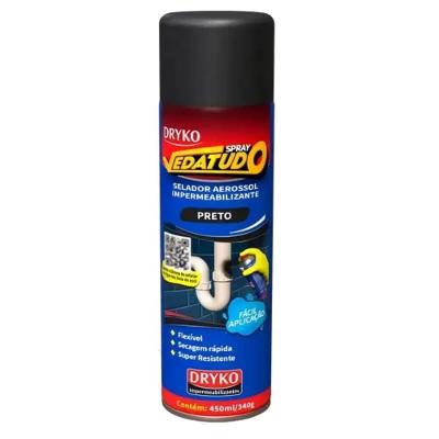 Spray Impermeabilizante Vedatudo Emborrachado Anticorrosivo Preto Dryko 400ML