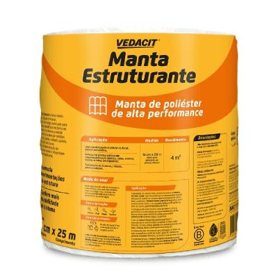 Manta Estruturante para Impermeabilização 148099 Reforço Poliéster Alta Resistência Vedacit 16CMx25M