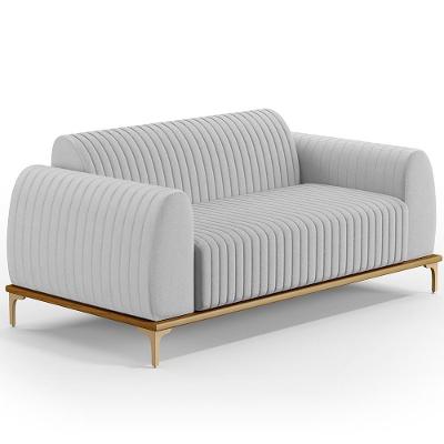 Sofá 3 Lugares Molino 180 Cm Pés D'ouro Cinza D-315