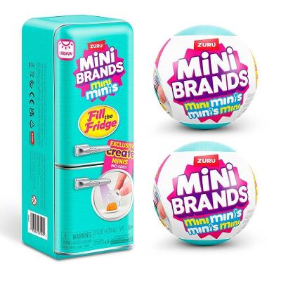 Brinquedo 77021K18B Culinária em Miniatura com Luz UV Funcional Mini Geladeira + 2 Mini Minis