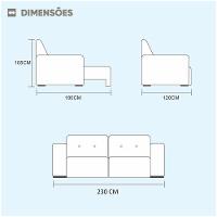 Sofá 3 Lugares Retrátil 2,30m Fusion Veludo Cinza Profundo Móveis Mix Cinza Profundo - 2