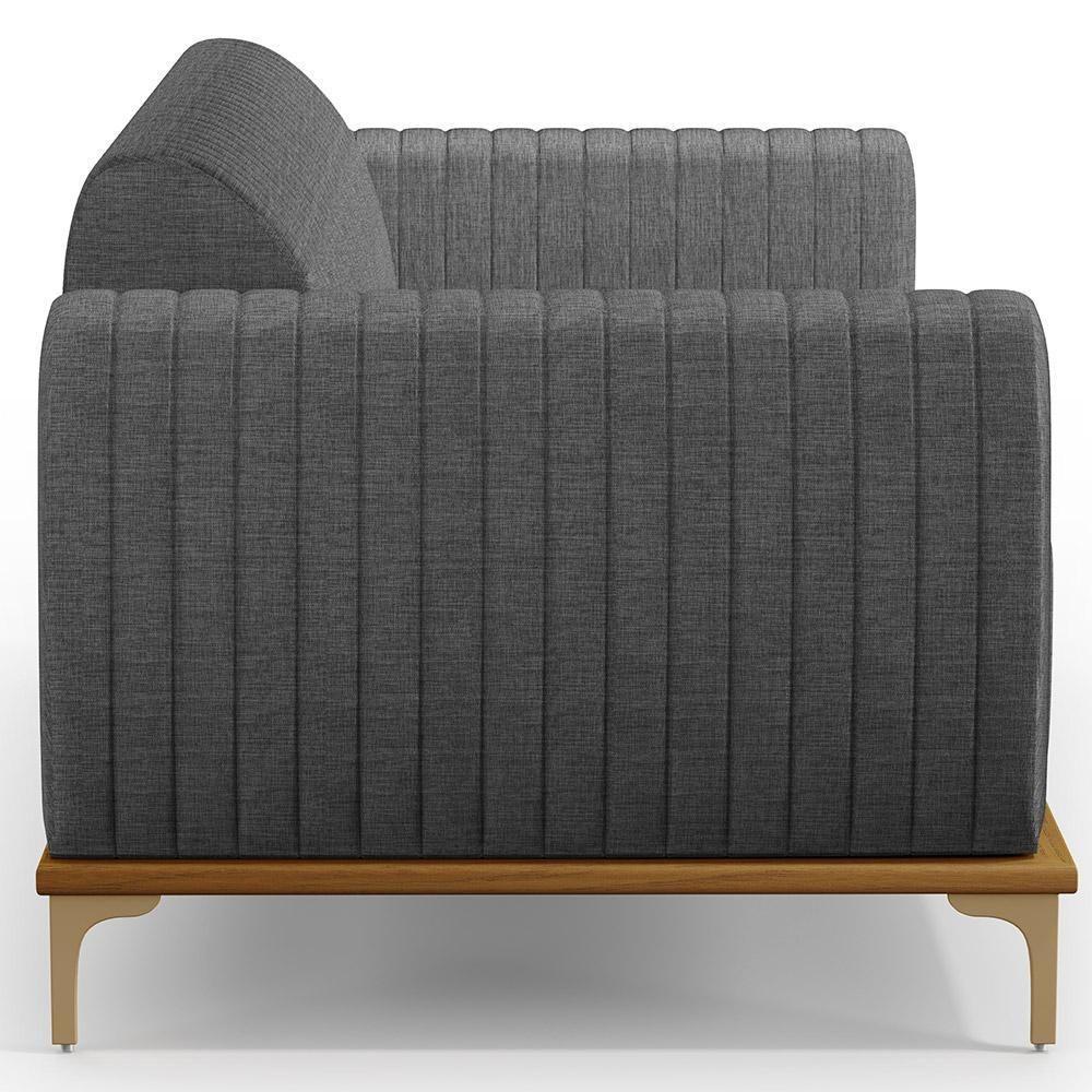 Sofá 3 Lugares Molino 180 Cm Pés D'ouro Cinza Escuro C-416 - 3