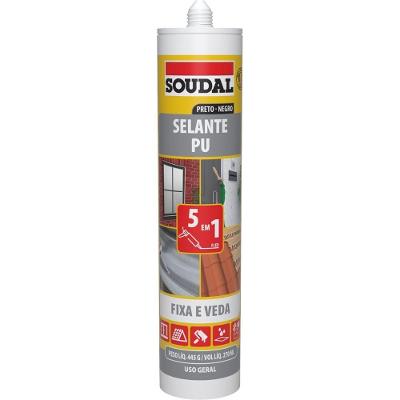 Selante Adesivo PU Uso Geral 5 em 1 Elástico Preto Soudal 445G