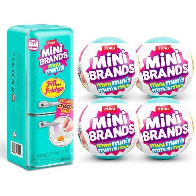 Brinquedo Kit Geladeira Mini Brands com 4 Mini Fill The Fridge Culinária em Miniatura Branco Candide