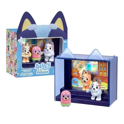 Kit 3 Bonecos Colecionáveis Bluey Fuzzies Vovós Mini Figuras Flocadas Macias Plástico Candide 12CM