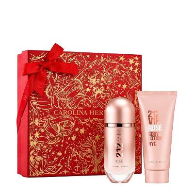 Kit Perfume 212 VIP Rosé Feminino Eau de Parfum Floral Frutado 80ML + Body Lotion 100ML Carolina