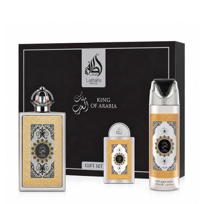 Kit Perfume Pride King Of Arabia Unissex Eau de Parfum Couro Amadeirado 100ML + 20ML Lattafa
