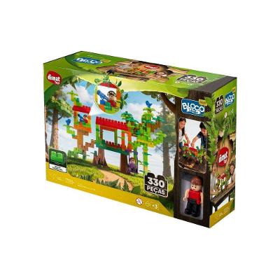 Bloco de Montar Brinkadeira na Árvore Click XK123 com Casa Verde Dismat Brinquedos 31CM 330PEÇAS