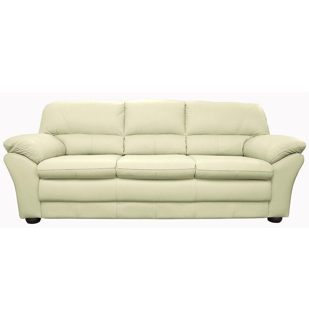 Sofá 3 Lugares Laura 212cm Couro Off White - 1