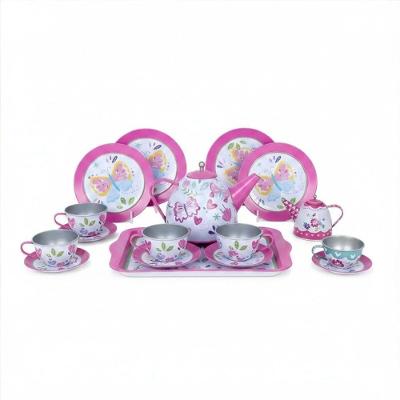 Jogo de Chá Infantil Meu Primeiro Jogo de Chá de Metal com Design Floral Rosa Yes Toys 10CM 15