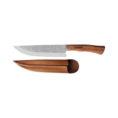Faca para Carne Nômade com Lâmina Aço Inox e Cabo Madeira com Bainha Couro Marrom Tramontina