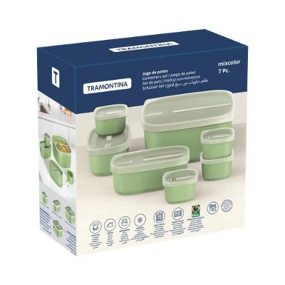 Conjunto de Potes Mixcolor em Polipropileno com Proteção Antimicrobiana para Micro-ondas Verde