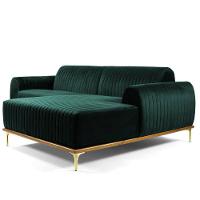 Sofá 3 Lugares Com Chaise Base de Madeira Euro 245 Cm Verde - 1