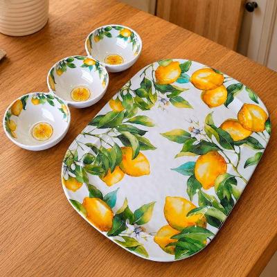 Travessa Petisqueira Bowl Siciliana Melamina Kit 2 Peças para Servir Alimentos e Decoração Branco