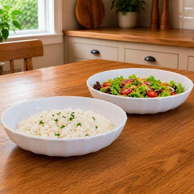 Tigela Saladeira Bowl Gourmet para Servir Alimentos Melamina Design Moderno Branca Bon Gourmet