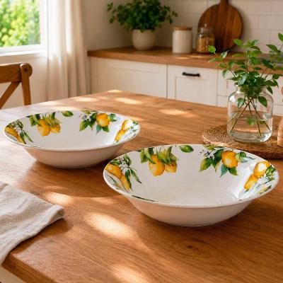Tigela Saladeira Sicília para Servir Melamina Kit 2 Peças 33cm 3900ml Branco Leve Brisa