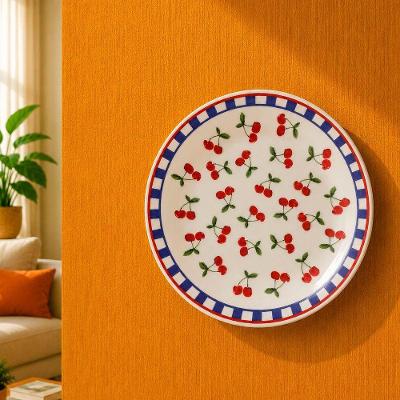 Prato Decorativo com Suporte para Parede em Cerâmica Branco Donna