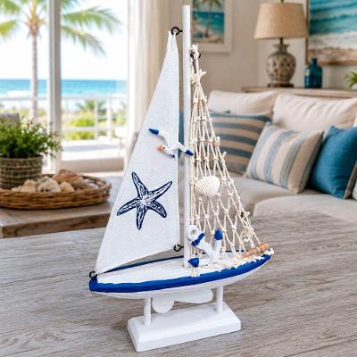 Navio Barco Caravela Miniatura Enfeite com Acabamento Detalhado Branco Artesanal