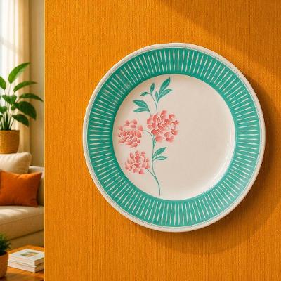 Prato Decorativo Prato Parede com Suporte 25cm Cerâmica Branco Bloom