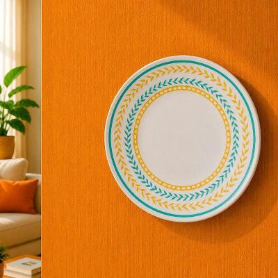 Prato Decorativo Prato Parede com Suporte em Cerâmica Branco Estrelar Suporte