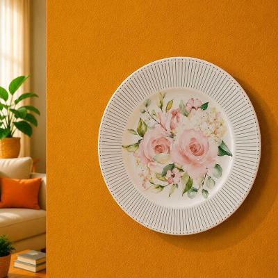 Prato Decorativo Parede Ornatta com Suporte para Fixação em Cerâmica Branco